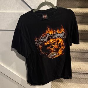 Harley-Davidson Black and Orange Skull T-Shirt